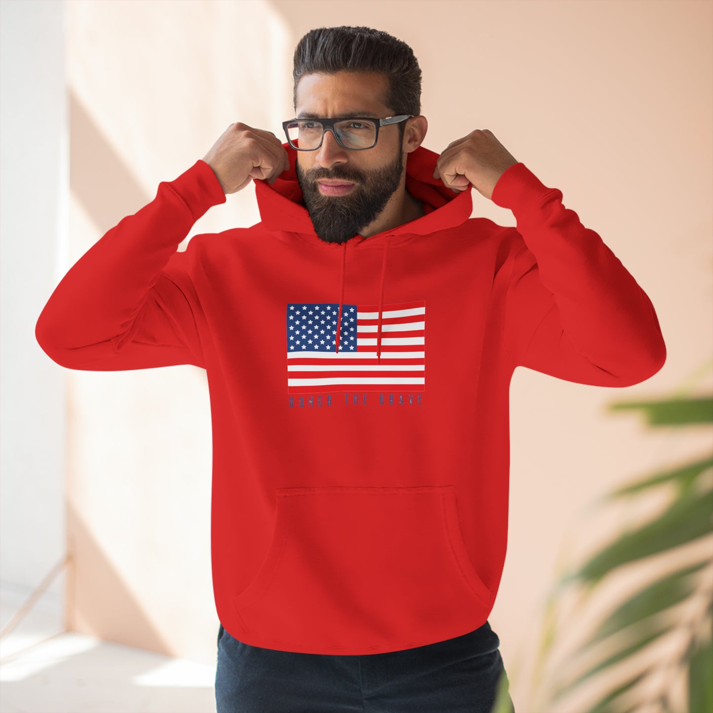 Honor The Brave -American Flag- Premium Pullover Hoodie