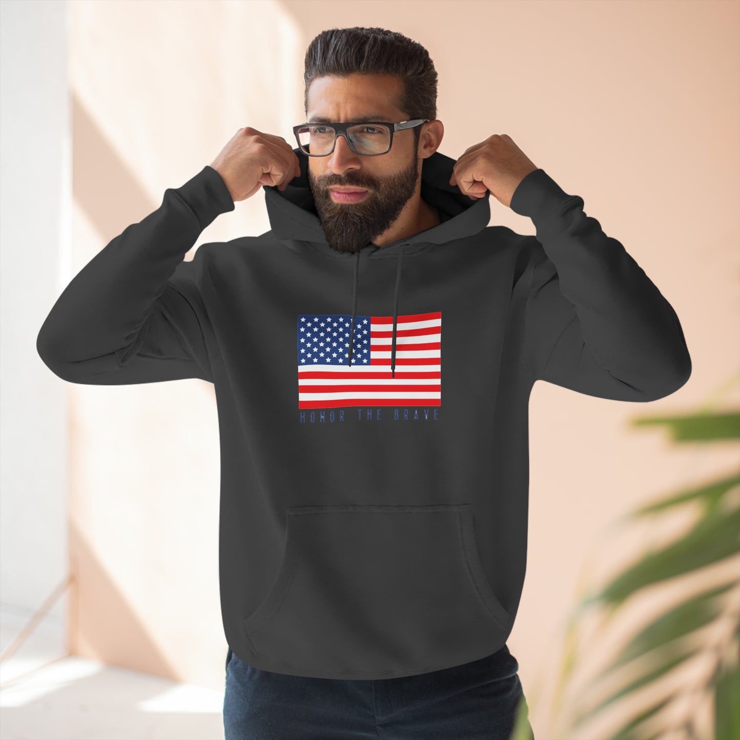 Honor The Brave -American Flag- Premium Pullover Hoodie