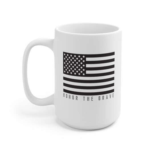 Honor The Brave - Black American Flag Ceramic Mug 15oz