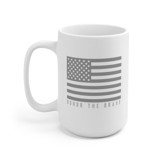 Honor The Brave - Gray American Flag Ceramic Mug 15oz
